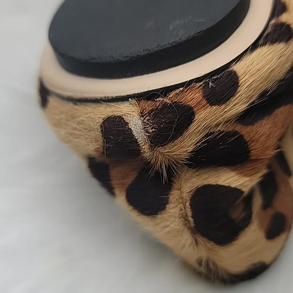 KARL LAGERFELD Liannes Leopard Animal Printed Calf Hair Embellished Ballet Flats